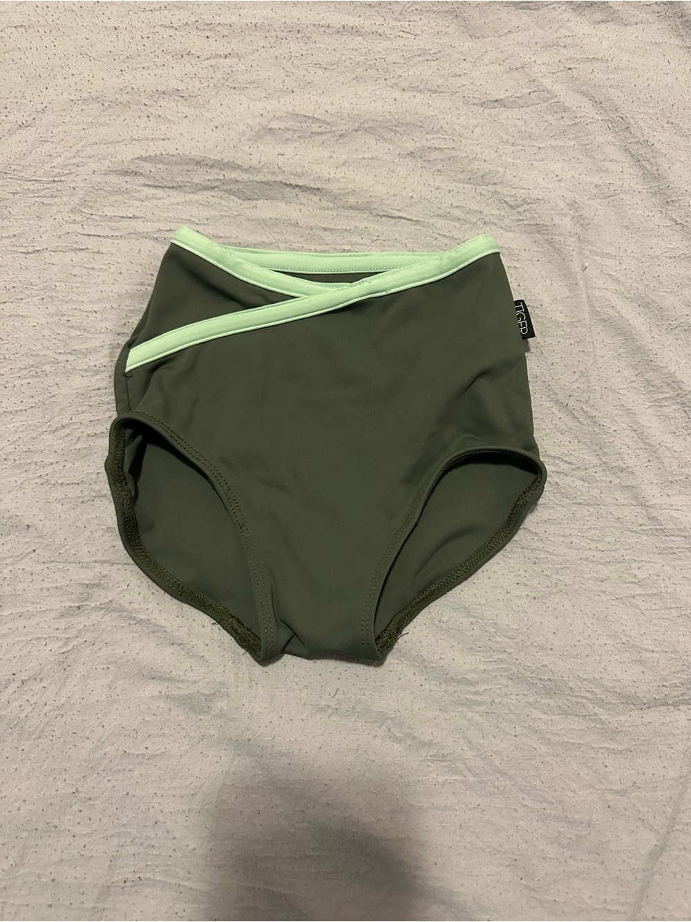 Tiger Friday Olive High-Waist Dance Brief Bottom with Mint Trim Kids